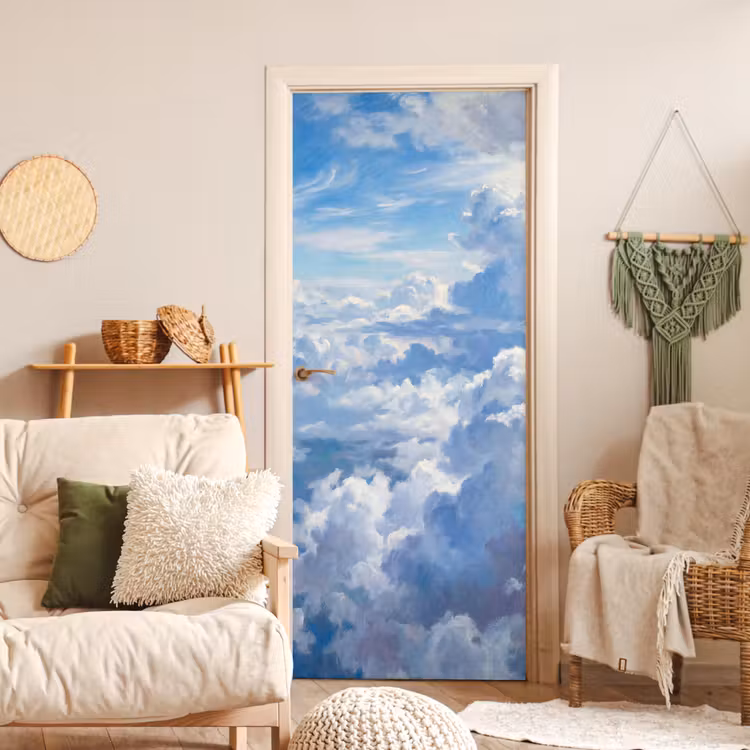 Wolken - Lucht - Natuur - Abstract - Blauw deurposter klein -sfeer2
