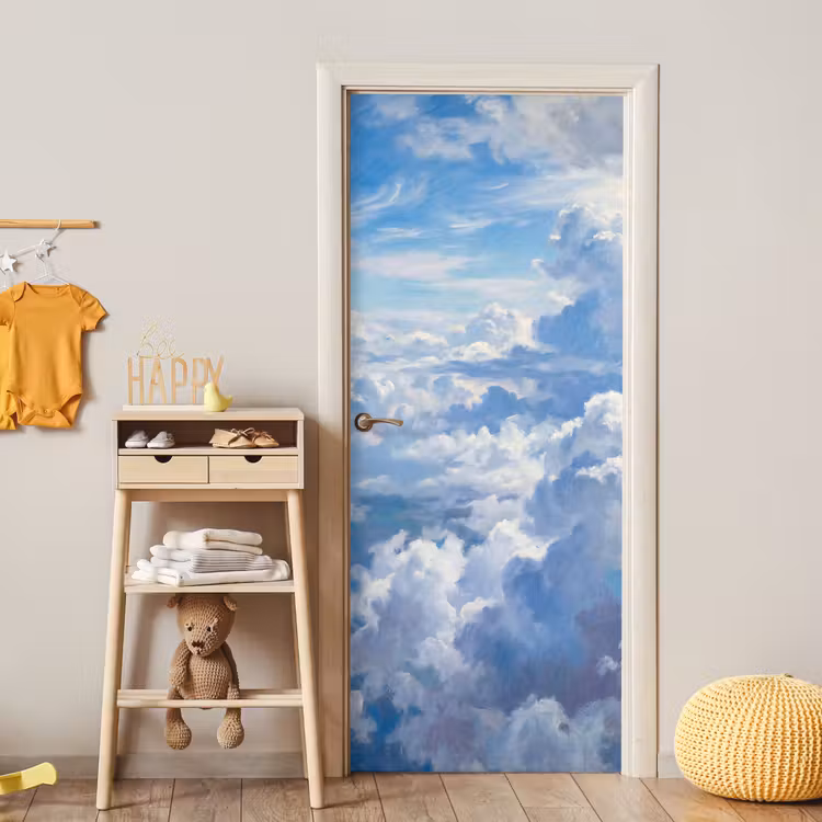 Wolken - Lucht - Natuur - Abstract - Blauw deurposter klein -sfeer4