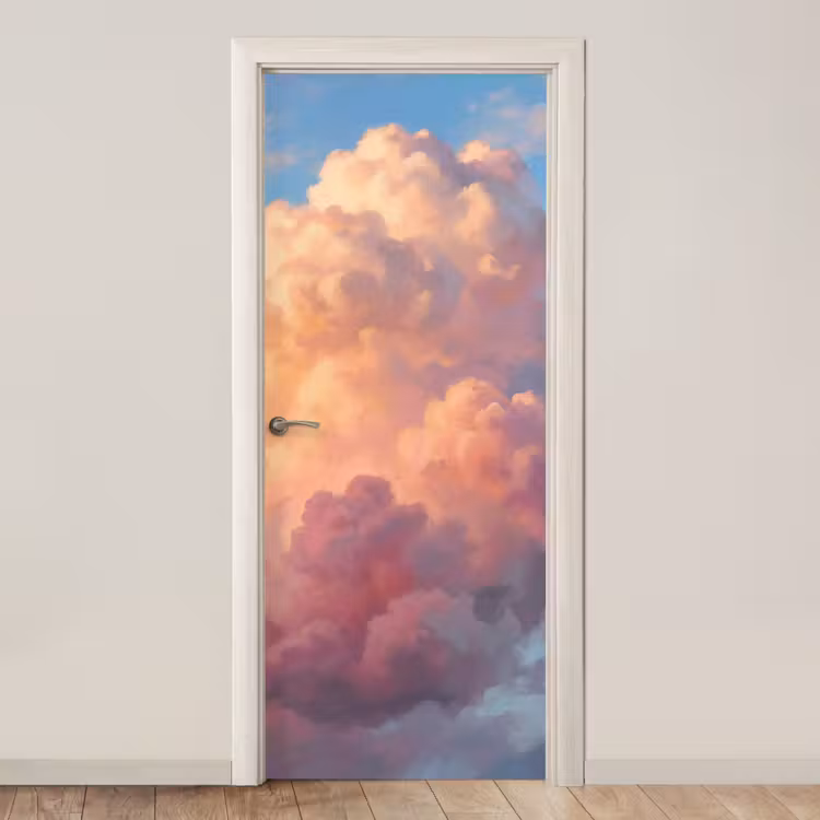 Wolken - Lucht - Natuur - Abstract - Kleurrijk deurposter klein -3d_beige