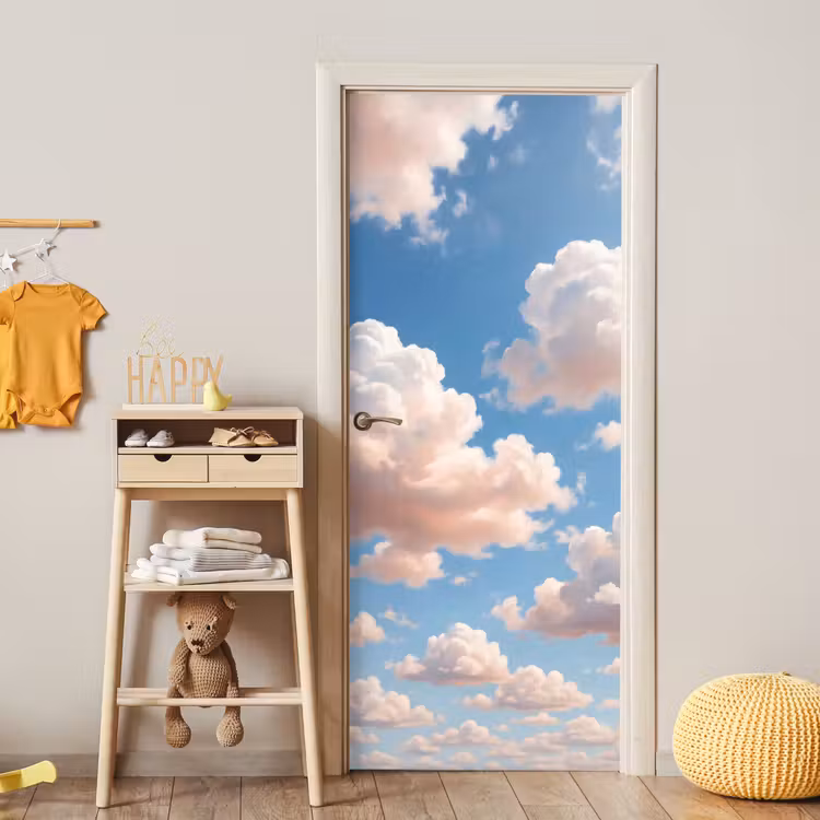 Wolken - Hemel - Natuur - Licht - Blauw deurposter klein -sfeer4