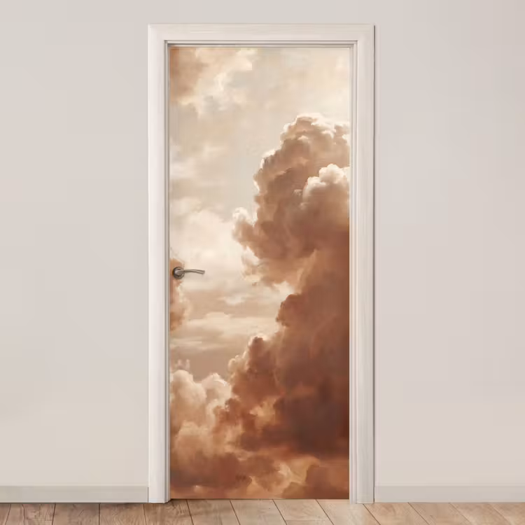 Wolken - Lucht - Natuur - Modern - Bruin deurposter klein -3d_beige
