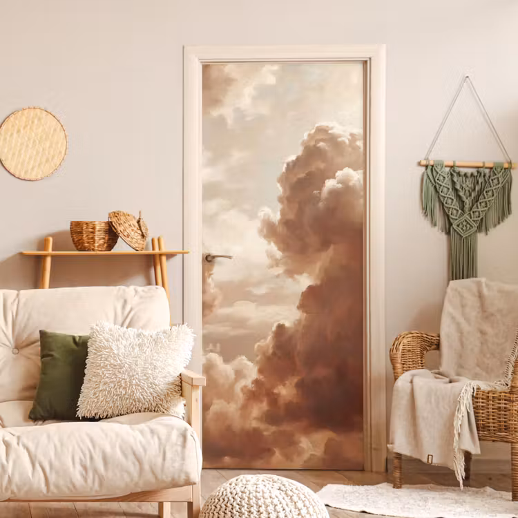 Wolken - Lucht - Natuur - Modern - Bruin deurposter klein -sfeer2