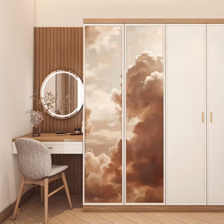 Wolken - Lucht - Natuur - Modern - Bruin deurposter klein -sfeer3