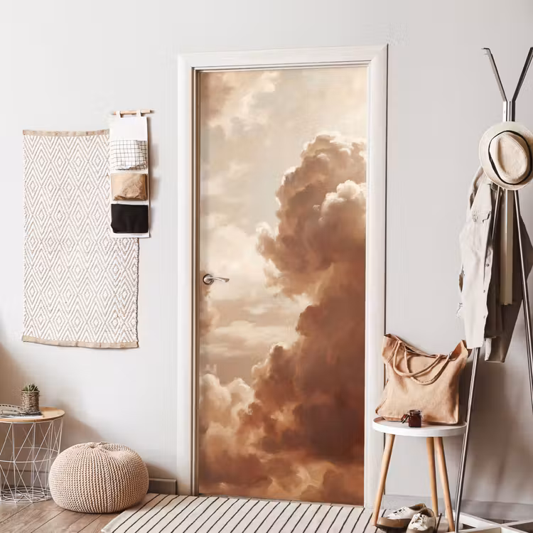 Wolken - Lucht - Natuur - Modern - Bruin deurposter klein -sfeer6