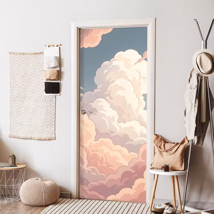 Wolken - Lucht - Natuur - Pastel - Roze deurposter klein -sfeer6