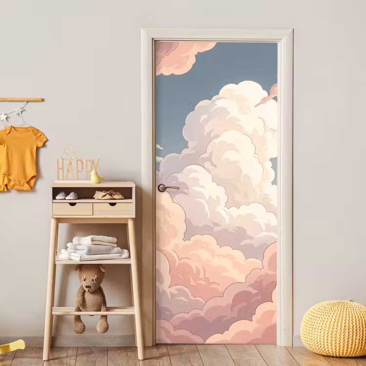 Wolken - Lucht - Natuur - Pastel - Roze deurposter klein -sfeer4