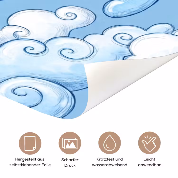 Wolken - Patroon - Hemel - Illustratie - Wit deurposter klein -tcloseup_DE