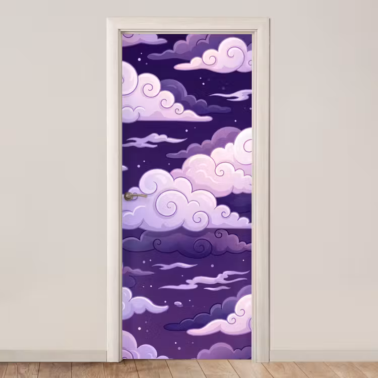 Wolken - Nacht - Natuur - Abstract - Paars deurposter klein -3d_beige