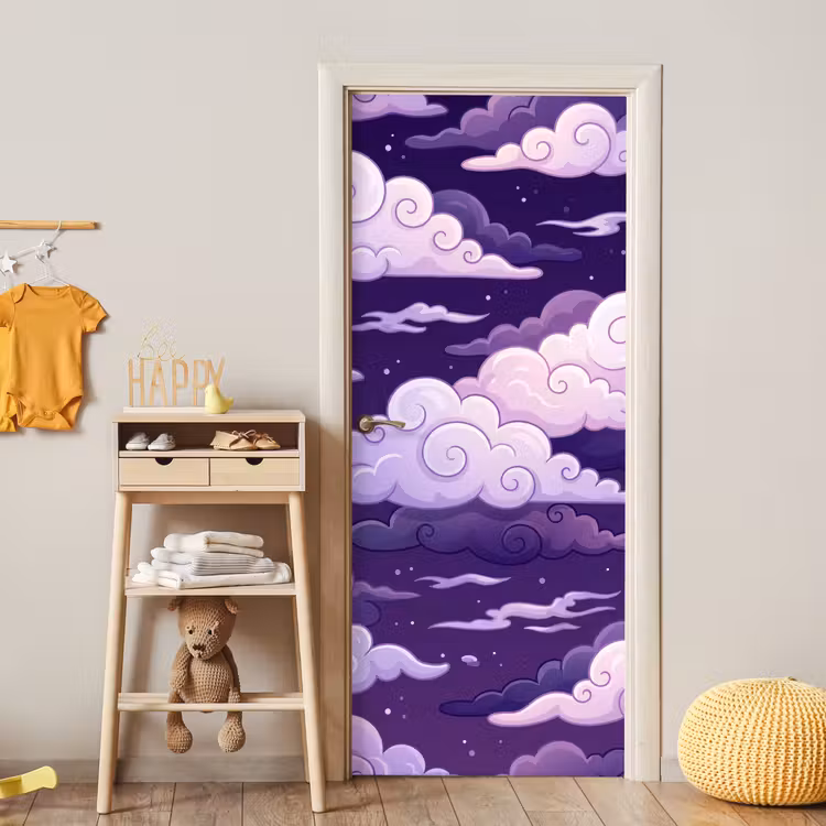 Wolken - Nacht - Natuur - Abstract - Paars deurposter klein -sfeer4