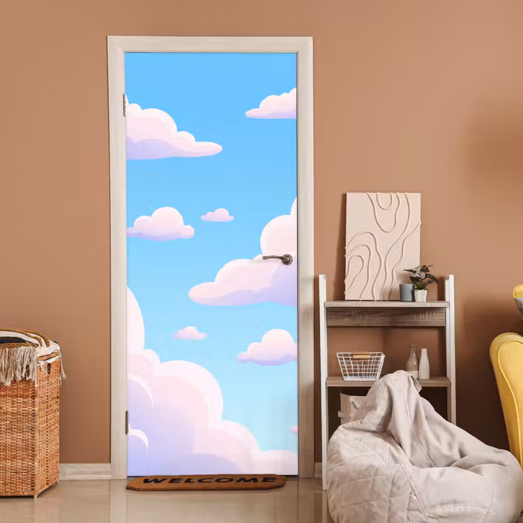 Wolken - Roze - Blauw - Natuur - Modern deurposter klein -sfeer1