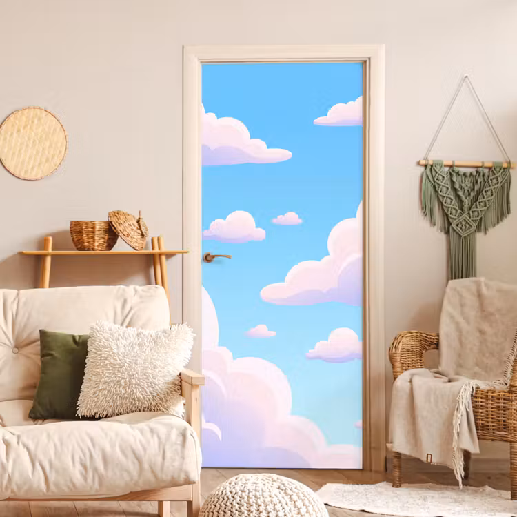 Wolken - Roze - Blauw - Natuur - Modern deurposter klein -sfeer2