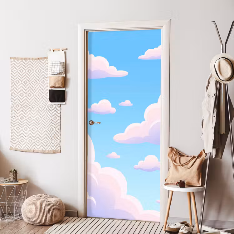 Wolken - Roze - Blauw - Natuur - Modern deurposter klein -sfeer6