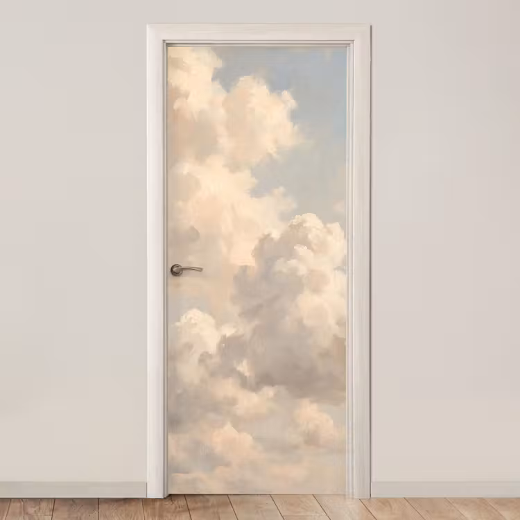 Wolken - Zacht - Natuur - Klassiek - Beige deurposter klein -3d_beige