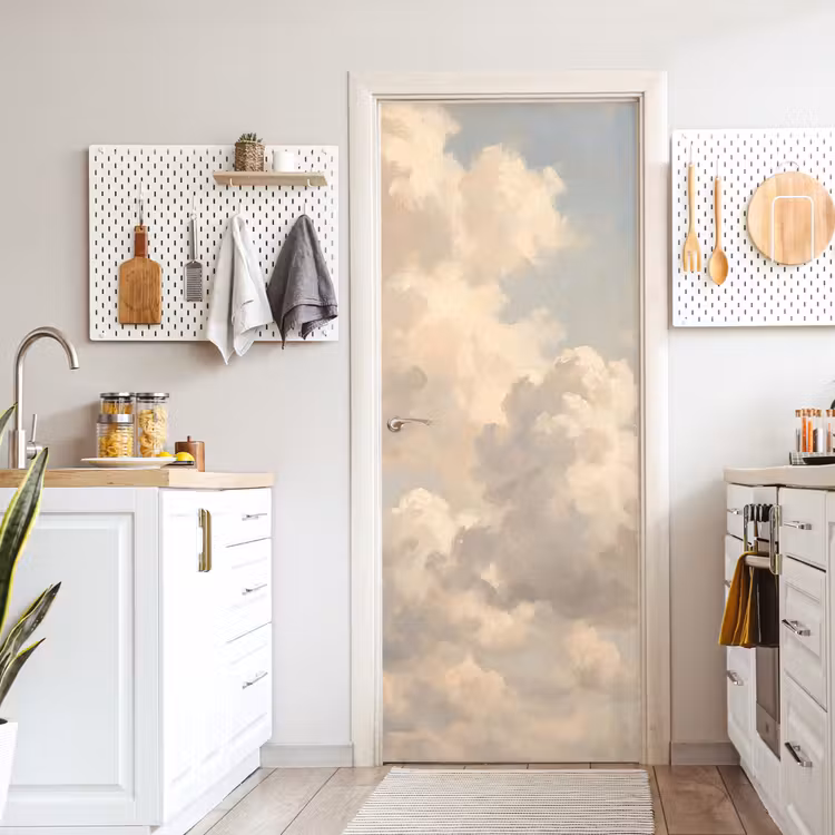 Wolken - Zacht - Natuur - Klassiek - Beige deurposter klein -sfeer5
