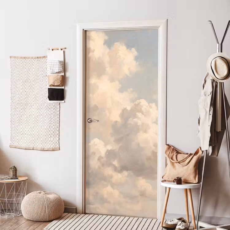 Wolken - Zacht - Natuur - Klassiek - Beige deurposter klein -sfeer6