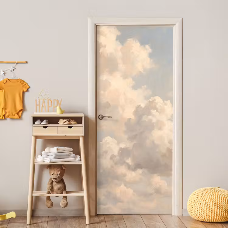 Wolken - Zacht - Natuur - Klassiek - Beige deurposter klein -sfeer4