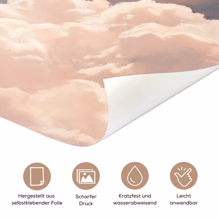 Wolken - Zonsondergang - Natuur - Pastel - Roze deurposter klein -tcloseup_DE
