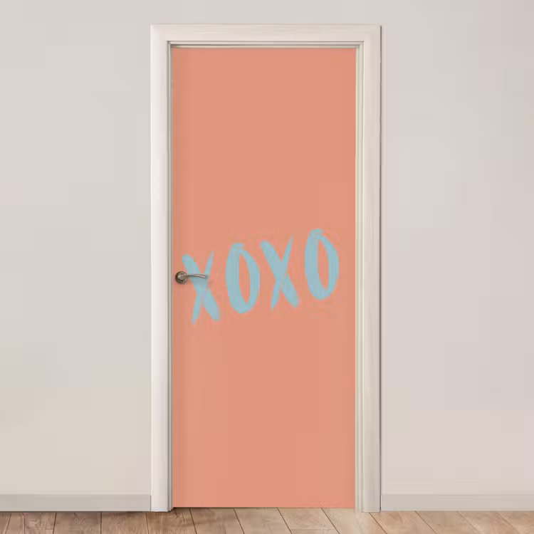XOXO - Blauw - Perzikkleur deurposter klein -3d_beige