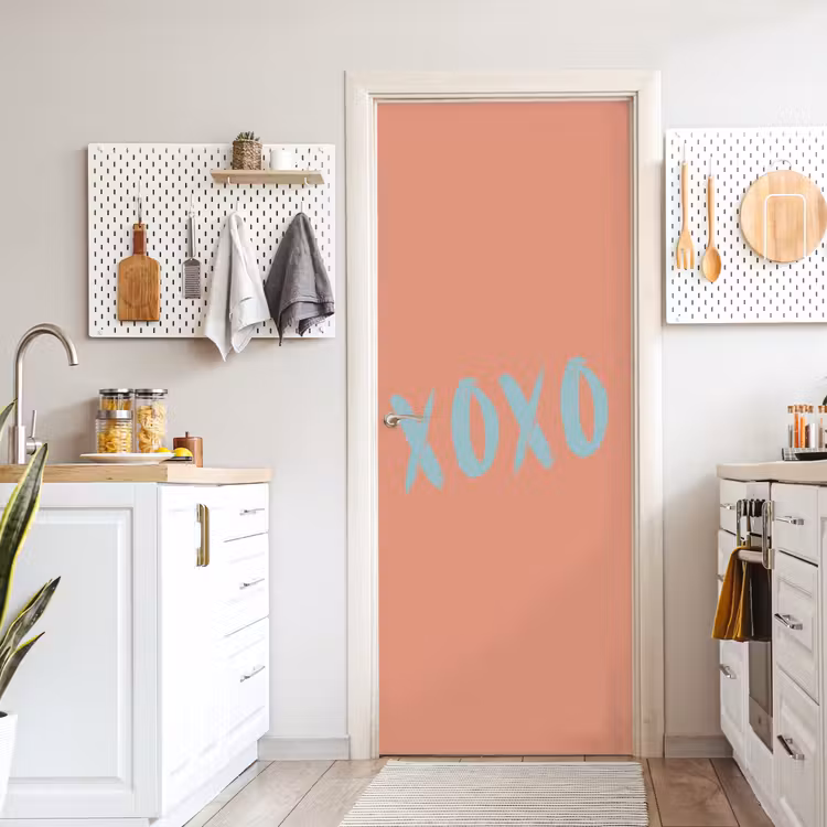 XOXO - Blauw - Perzikkleur deurposter klein -sfeer5