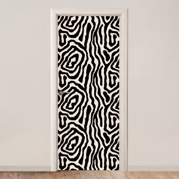 Zebra - Abstract - Zwart deurposter klein 289 -3d_beige