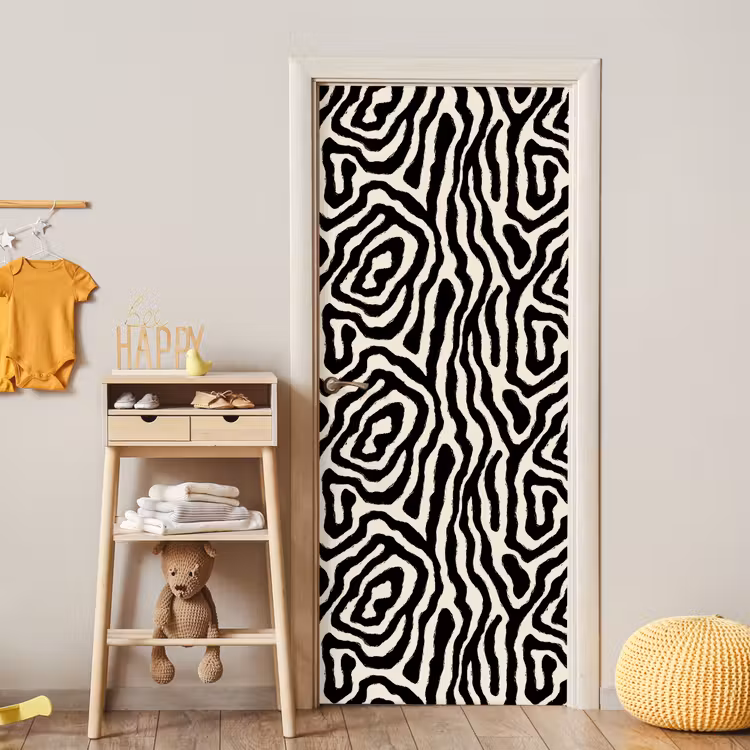 Zebra - Abstract - Zwart deurposter klein 289 -sfeer4