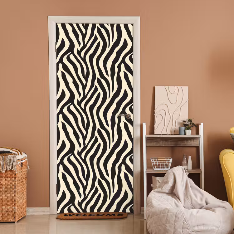 Zebra - Print - Klassiek - Zwart deurposter klein 289 -sfeer1