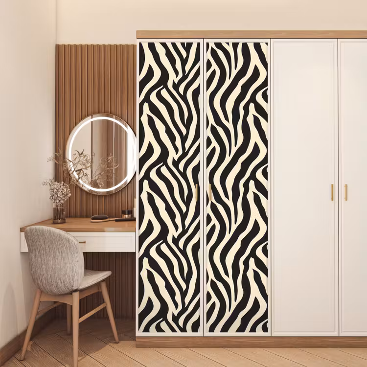 Zebra - Print - Klassiek - Zwart deurposter klein 289 -sfeer3
