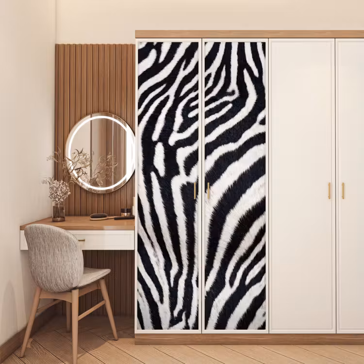 Zebra - Vacht - Klassiek - Zwart - Wit deurposter klein -sfeer3