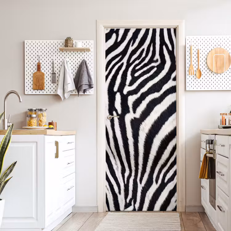 Zebra - Vacht - Klassiek - Zwart - Wit deurposter klein -sfeer5