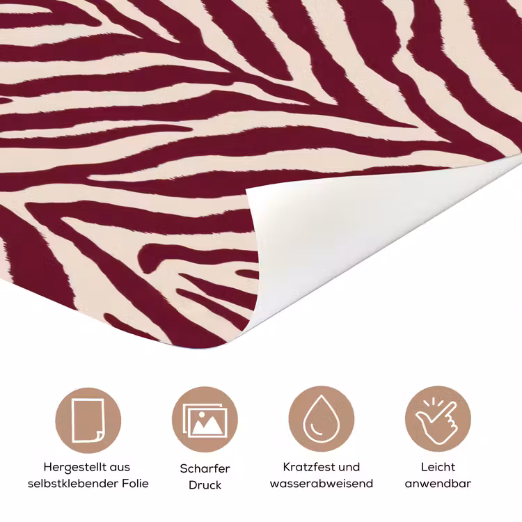 Zebra - Motief - Bordeaux - Rood deurposter klein 289 -tcloseup_DE