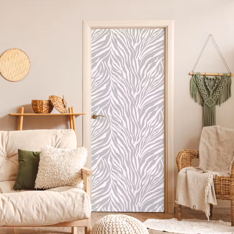 Zebra - Motief - Grijs deurposter klein 289 -sfeer2