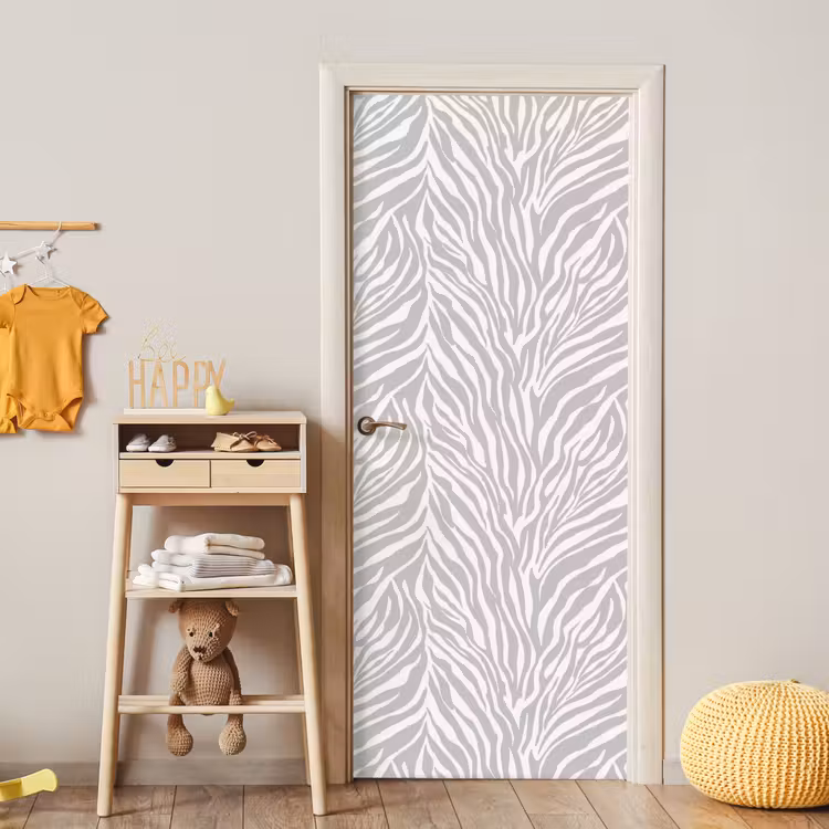 Zebra - Motief - Grijs deurposter klein 289 -sfeer4