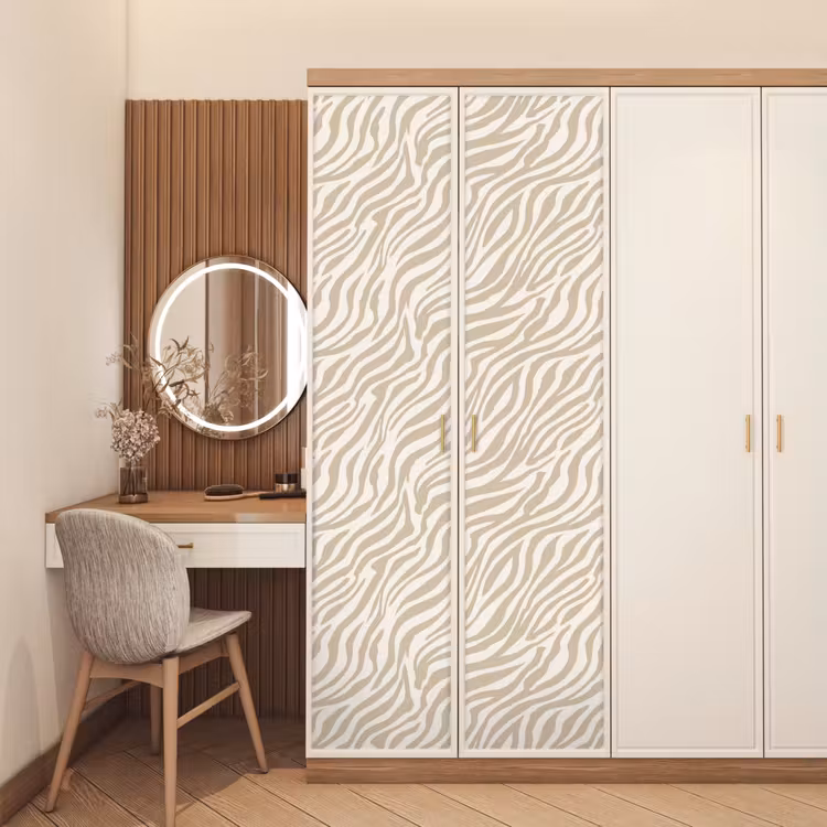 Zebra - Patroon - Beige deurposter klein 289 -sfeer3
