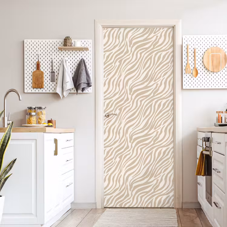 Zebra - Patroon - Beige deurposter klein 289 -sfeer5