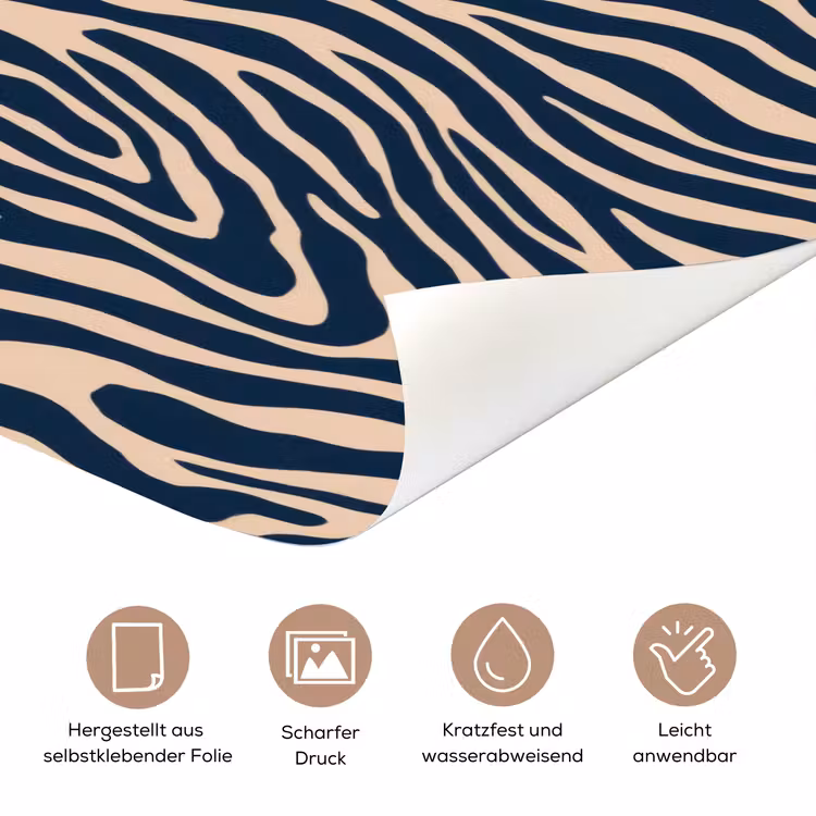 Zebra - Patroon - Blauw - Beige deurposter klein 289 -tcloseup_DE