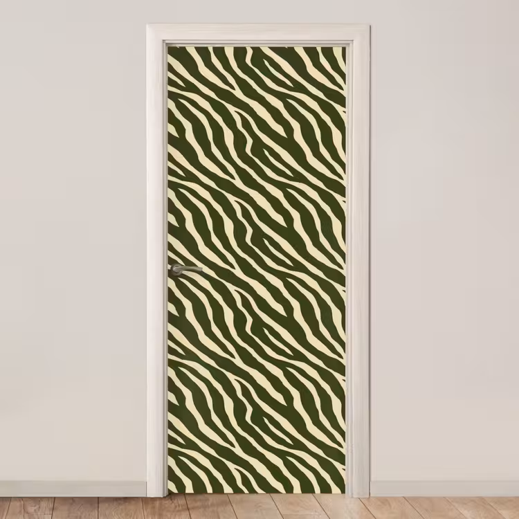 Zebra - Patroon - Groen deurposter klein 289 -3d_beige