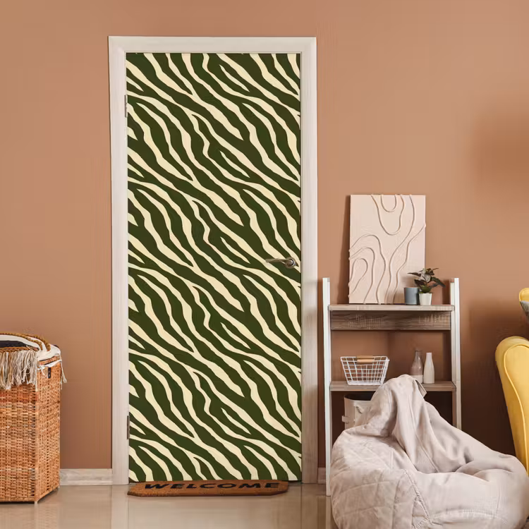Zebra - Patroon - Groen deurposter klein 289 -sfeer1