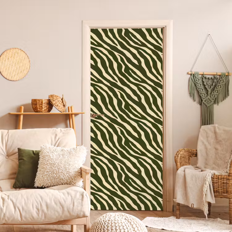 Zebra - Patroon - Groen deurposter klein 289 -sfeer2