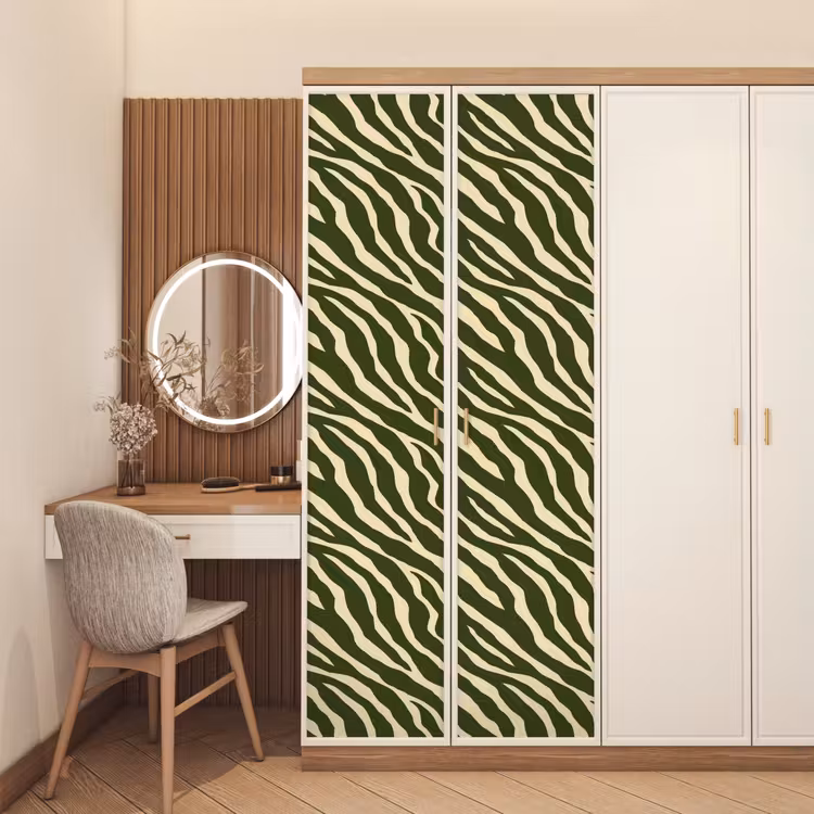 Zebra - Patroon - Groen deurposter klein 289 -sfeer3