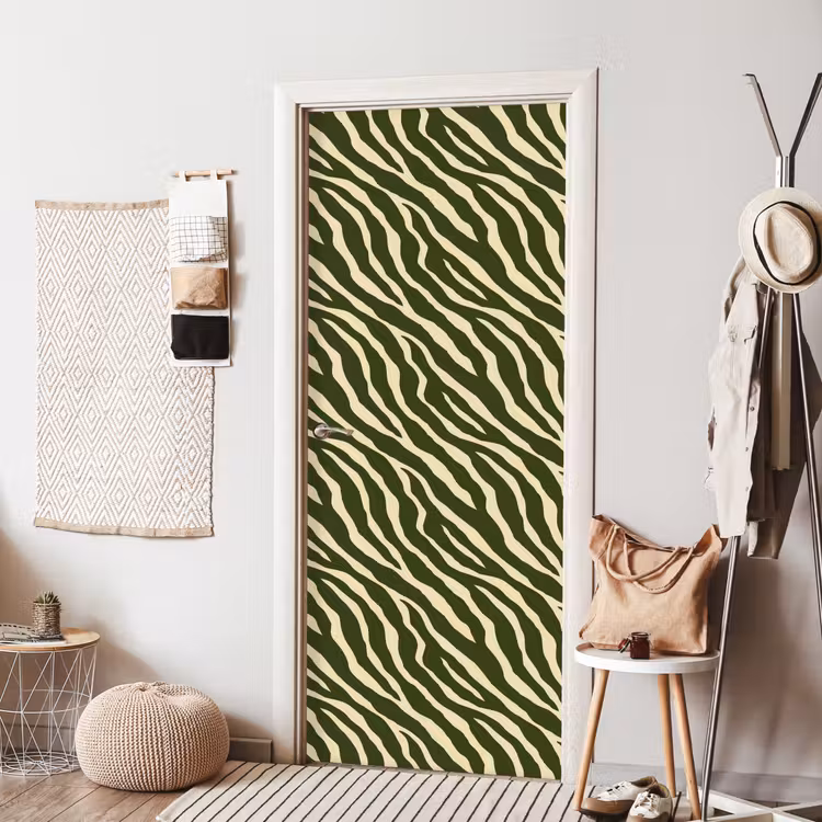 Zebra - Patroon - Groen deurposter klein 289 -sfeer6