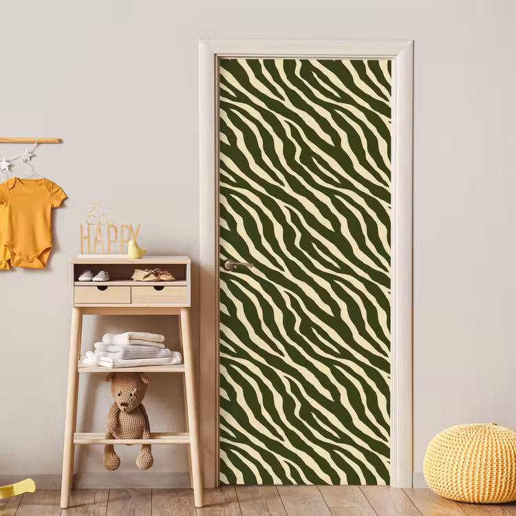 Zebra - Patroon - Groen deurposter klein 289 -sfeer4