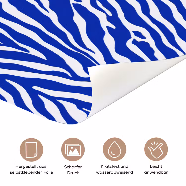 Zebra - Patroon - Kobalt - Blauw deurposter klein 289 -tcloseup_DE