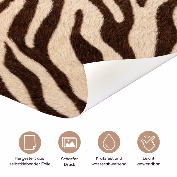 Zebra - Strepen - Bruin deurposter klein -tcloseup_DE