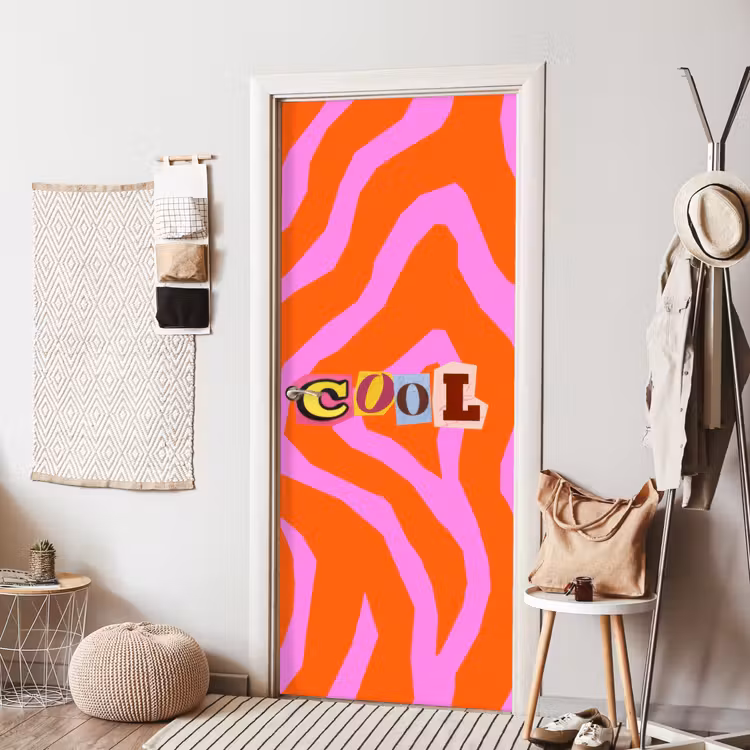 Zebraprint - Grafisch - COOL - Oranje deurposter klein -sfeer6