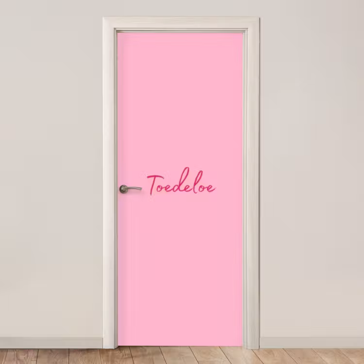 Toedeloe - Roze - Minimalistisch deurposter klein -3d_beige