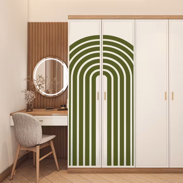 Abstract - Bogen - Modern - Groen - Kunst deurposter klein -sfeer3