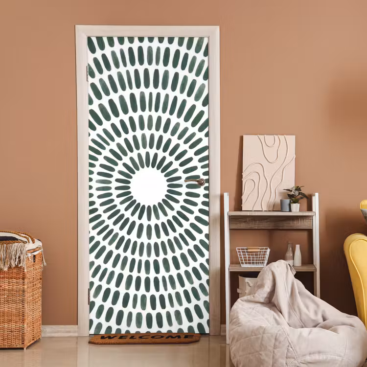 Abstract - Cirkel - Patroon - Modern - Groen deurposter klein -sfeer1