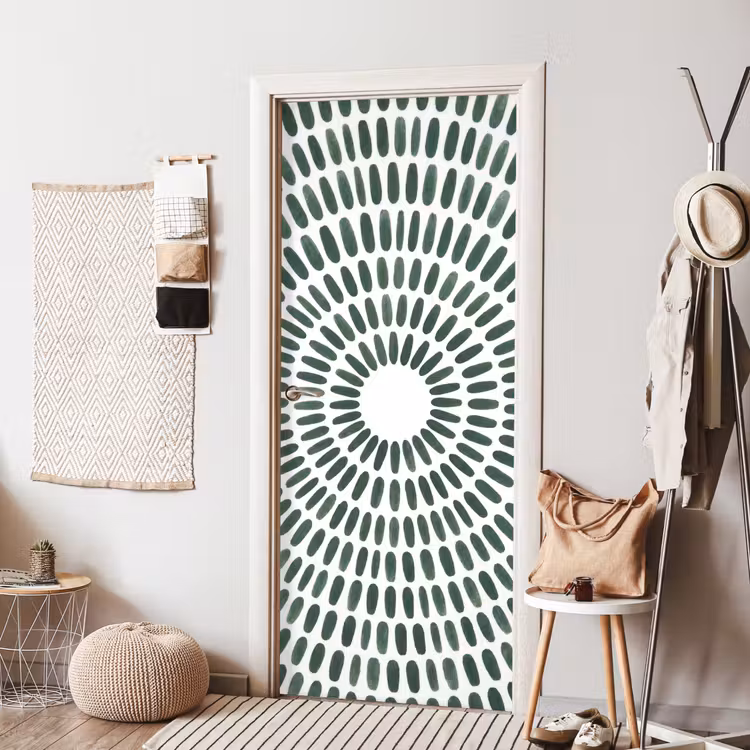 Abstract - Cirkel - Patroon - Modern - Groen deurposter klein -sfeer6