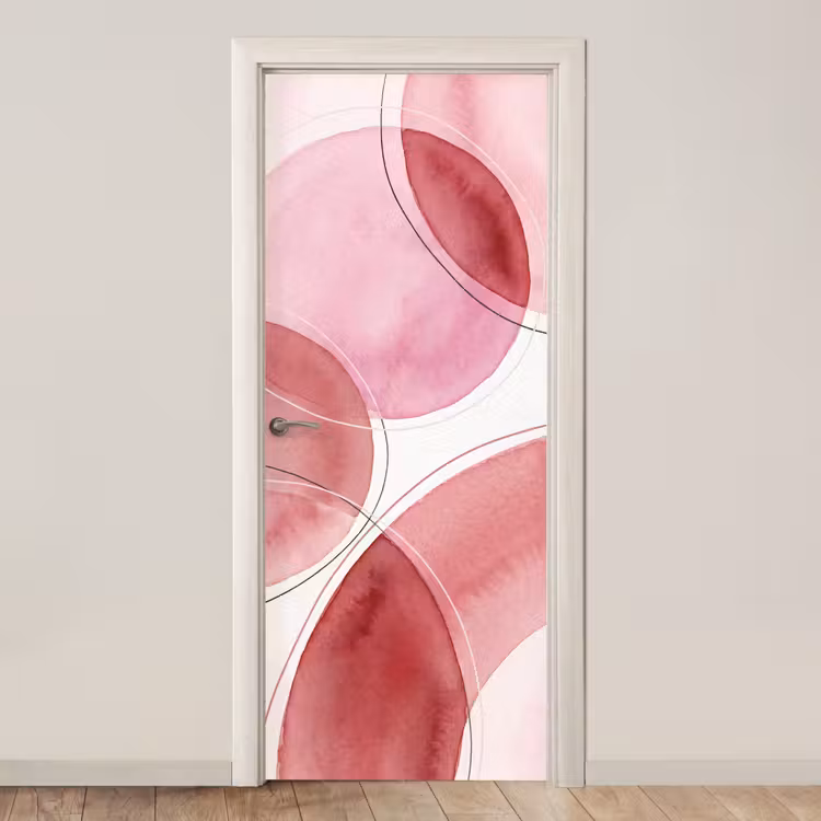 Abstract - Cirkels - Modern - Roze - Kunst deurposter klein -3d_beige