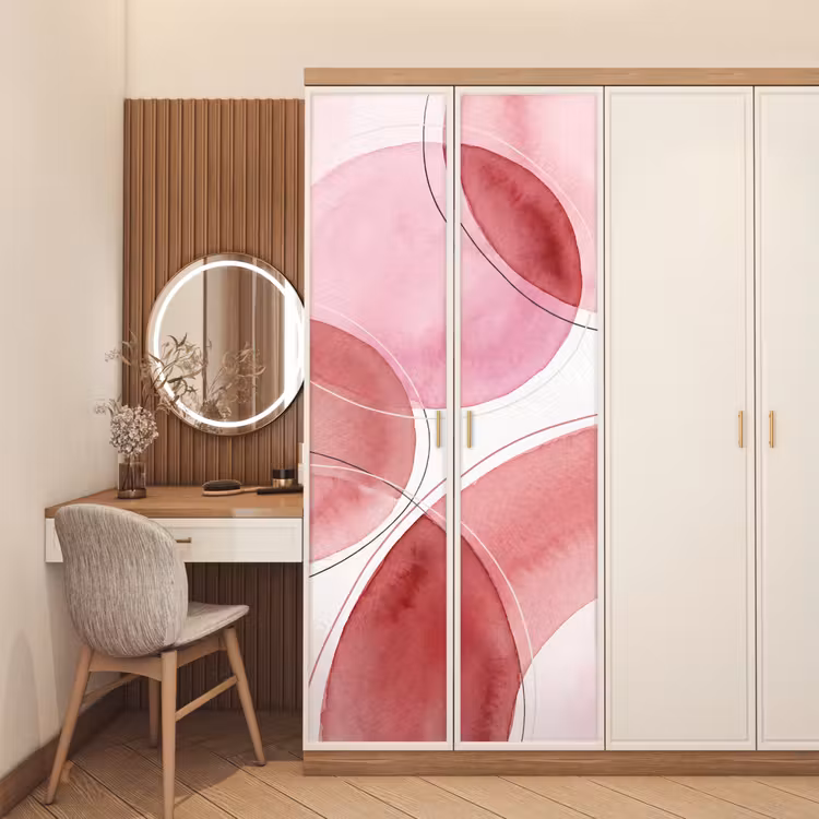 Abstract - Cirkels - Modern - Roze - Kunst deurposter klein -sfeer3